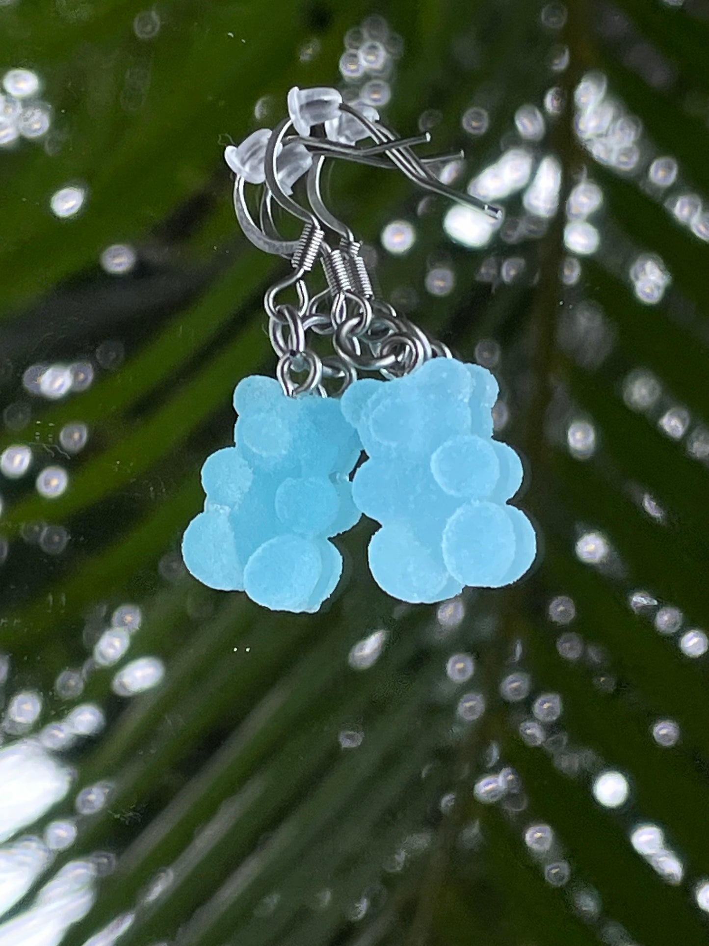Blue gummy bear earrings