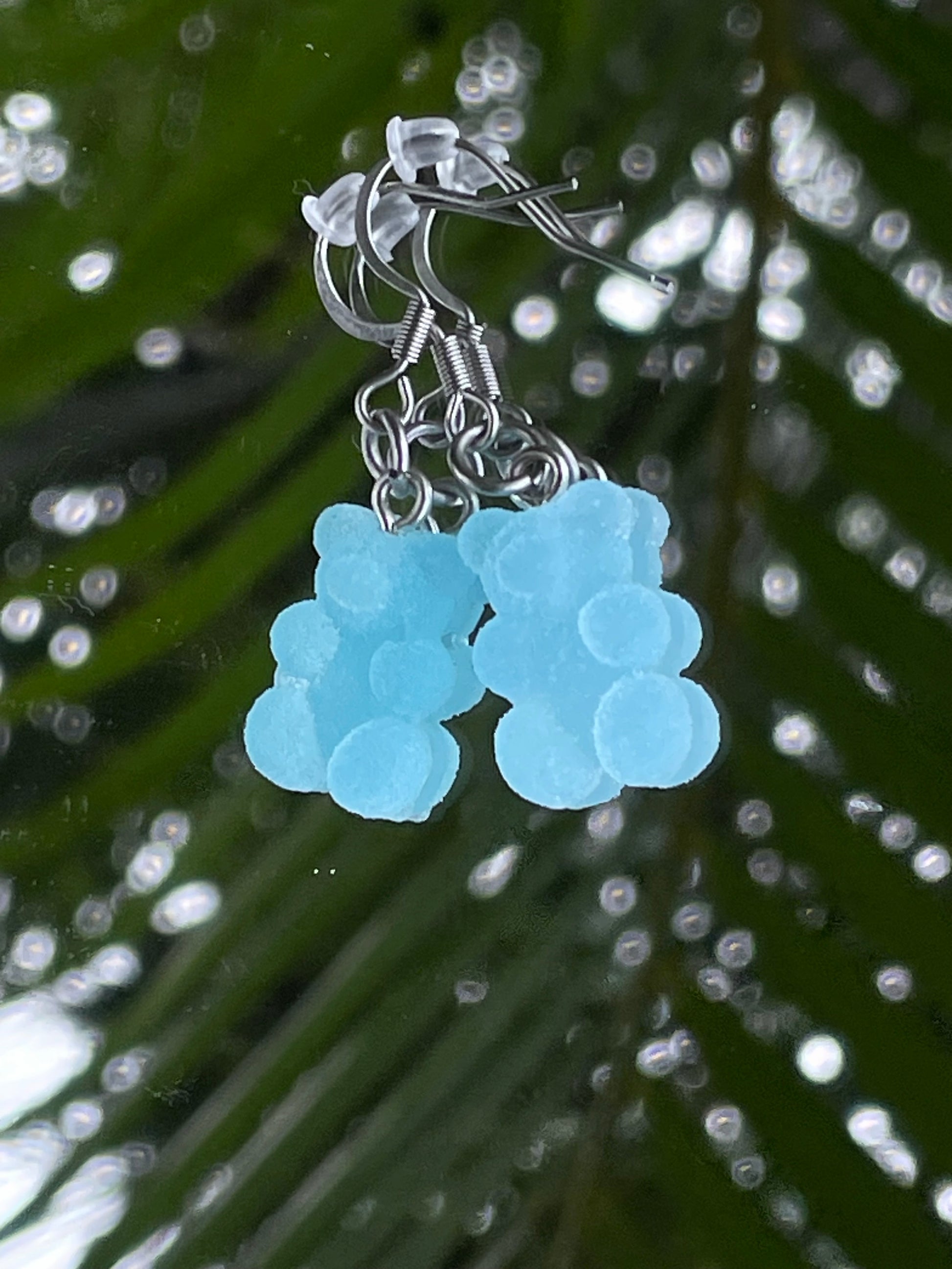 Blue gummy bear earrings