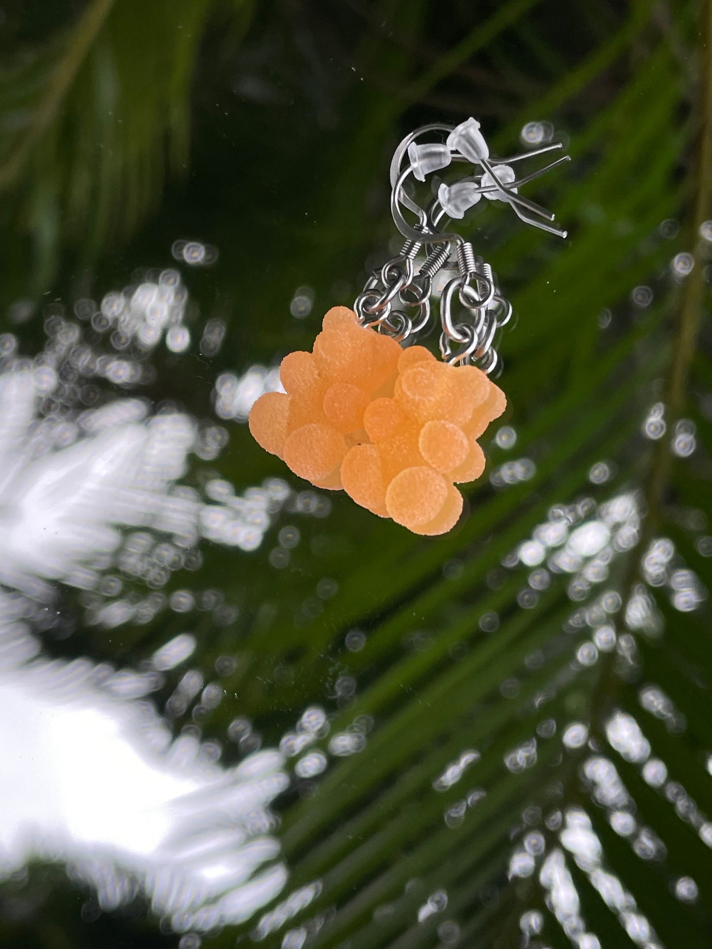 Orange gummy bear earrings 