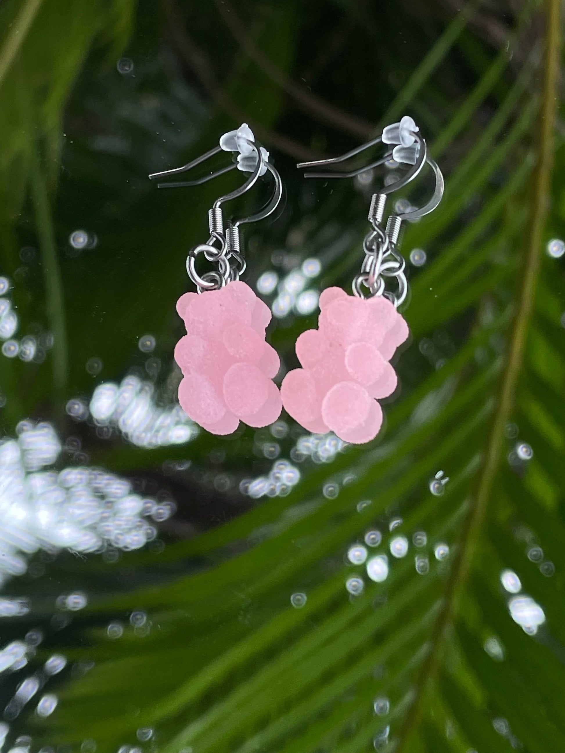 Pink gummy bear earrings